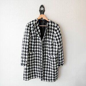 Margaret Frances Houndstooth Coat | Size 14 | Black & White Open Front